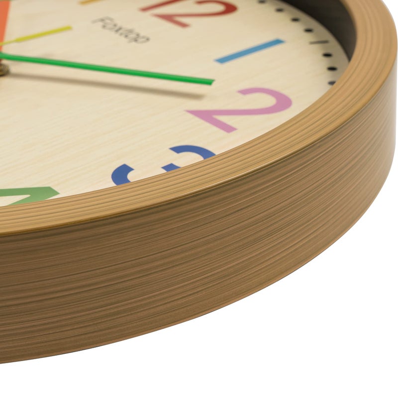 Foxtop Silent Kids Wall Clock 12 Inch Non-Ticking Battery Operated Colorful Childrens Clock for Classroom Playroom Nursery Bedrooms Kids Room School - Image 5